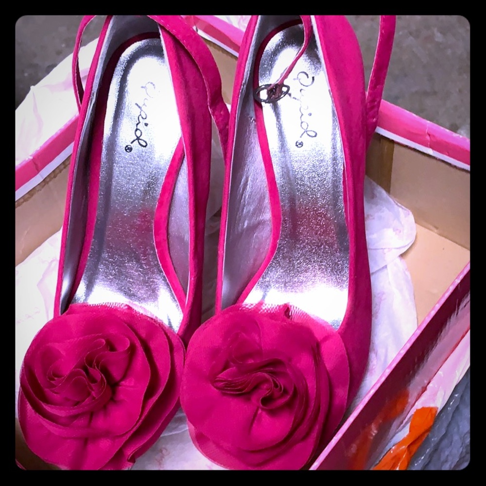Brand New Peep Toe Fuschia Stilettos